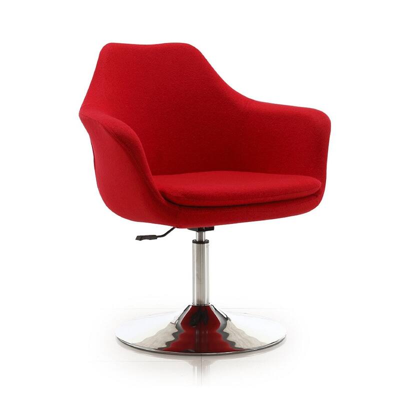 Manhattan Comfort Kinsey Red Chrome Wool Blend Adjustable Height Swivel Accent Chair (Set of 2)