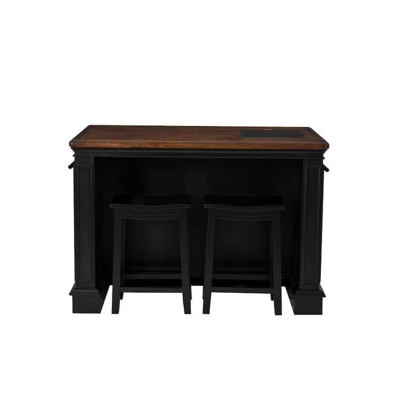 Posie Wooden Kitchen Island Set with Two Stools