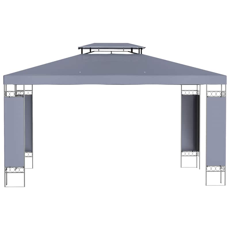 Outsunny 13' x 10' Patio Gazebo Outdoor Canopy Shelter with Double Vented Roof, Steel Frame for Lawn Backyard and Deck