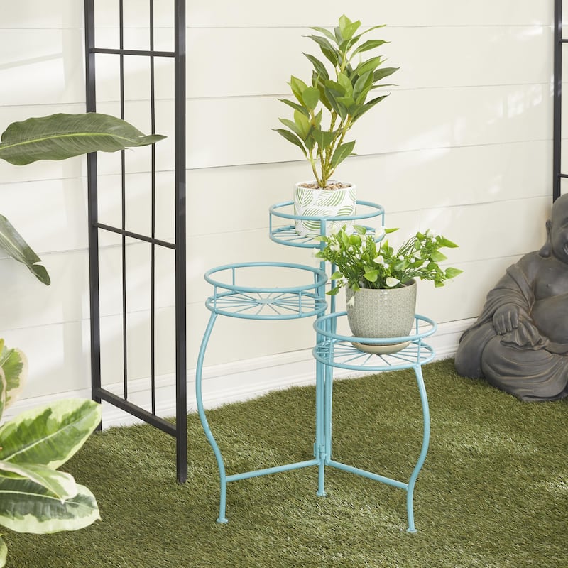 Metal Starburst Indoor Outdoor 3 Tier Indoor Outdoor Plantstand - Black, White, Green, Blue - Roche River Decor