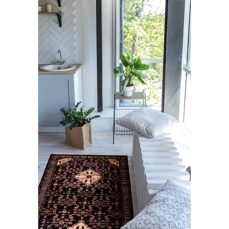 ECARPETGALLERY Hand-knotted Anadol Navy Wool Rug - 3'7 x 9'8