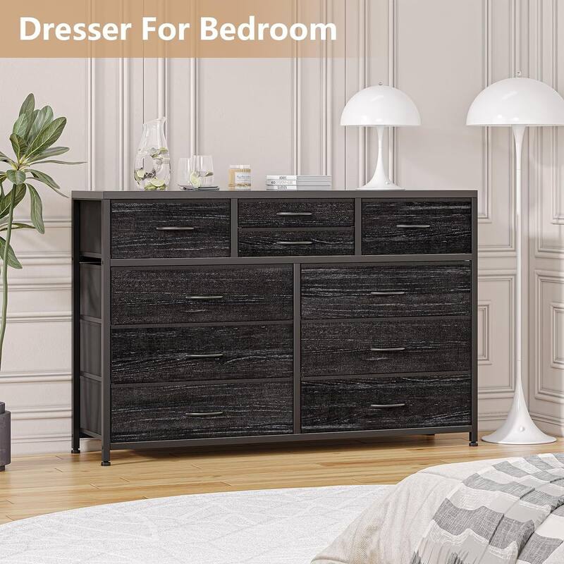 10 Drawer Dresser,TV Stand Entertainment Center Fabric Storage