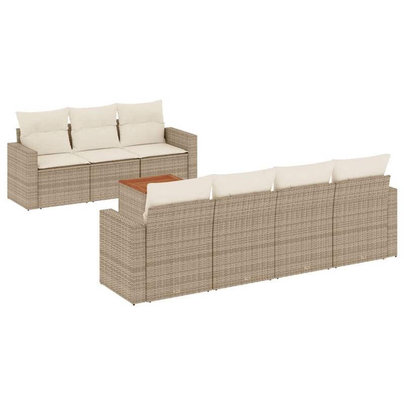 vidaXL Patio Sofa Set with Cushions Outdoor Furniture 8 Piece Poly Rattan - 25.8 x 24.4 x 27.2