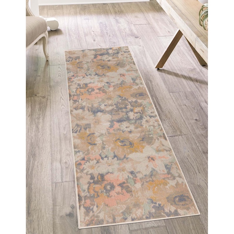 Country & Floral Heloise Collection Area Rug - 2'x10' - Multi-Beige