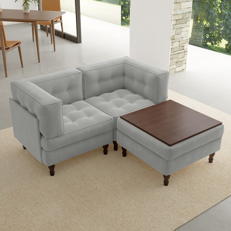 Oversized Sofa Corduroy Tufted Modular Sectional Set