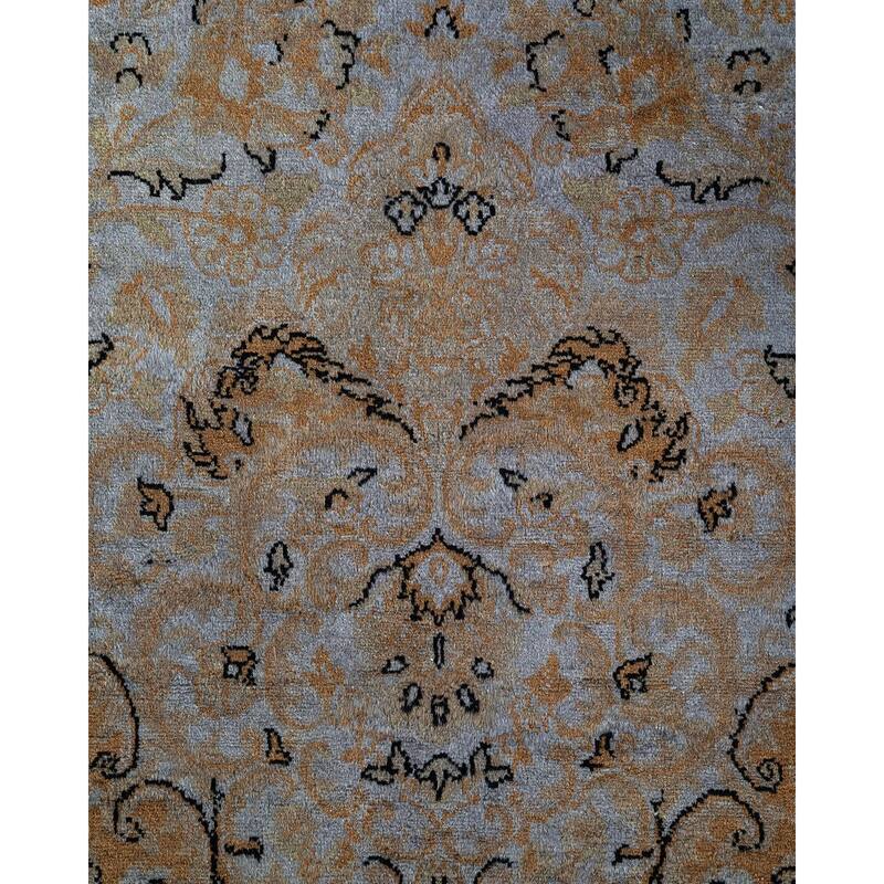 Overton Hand Knotted Wool Vintage Inspired Modern Contemporary Overdyed Gray Area Rug - 6' 1" x 9' 5"