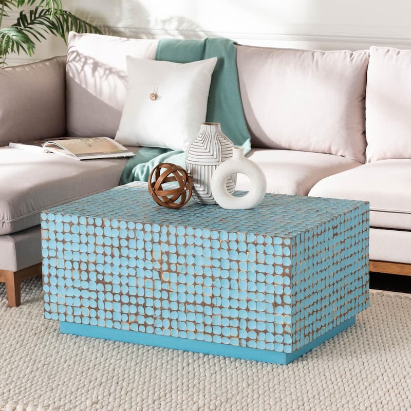 Nitza Bohemian Coconut Shell and Acacia Wood Coffee Table