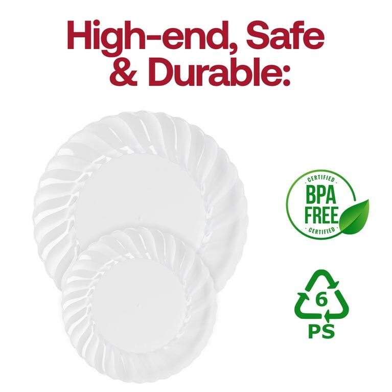 Solid Round Flaired Disposable Plastic Plate Packs - Party Supplies