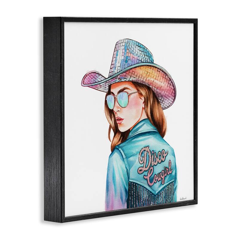 Stupell Disco Cowgirl Portrait Framed Giclee Art Design By Amanda Greenwood