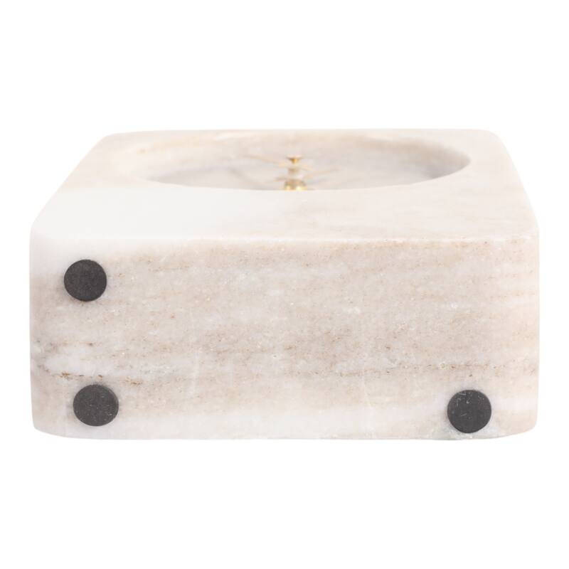Modern Stone and Marble Clock with Contemporary Design - Beige
