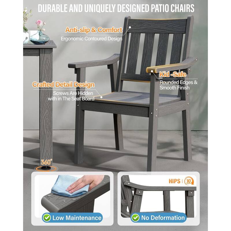 WINSOON 10-Piece HIPS All Weather Outdoor Patio Dining Sets with Umbrella Hole& Aluminum Frame,2-Table 8-Chairs