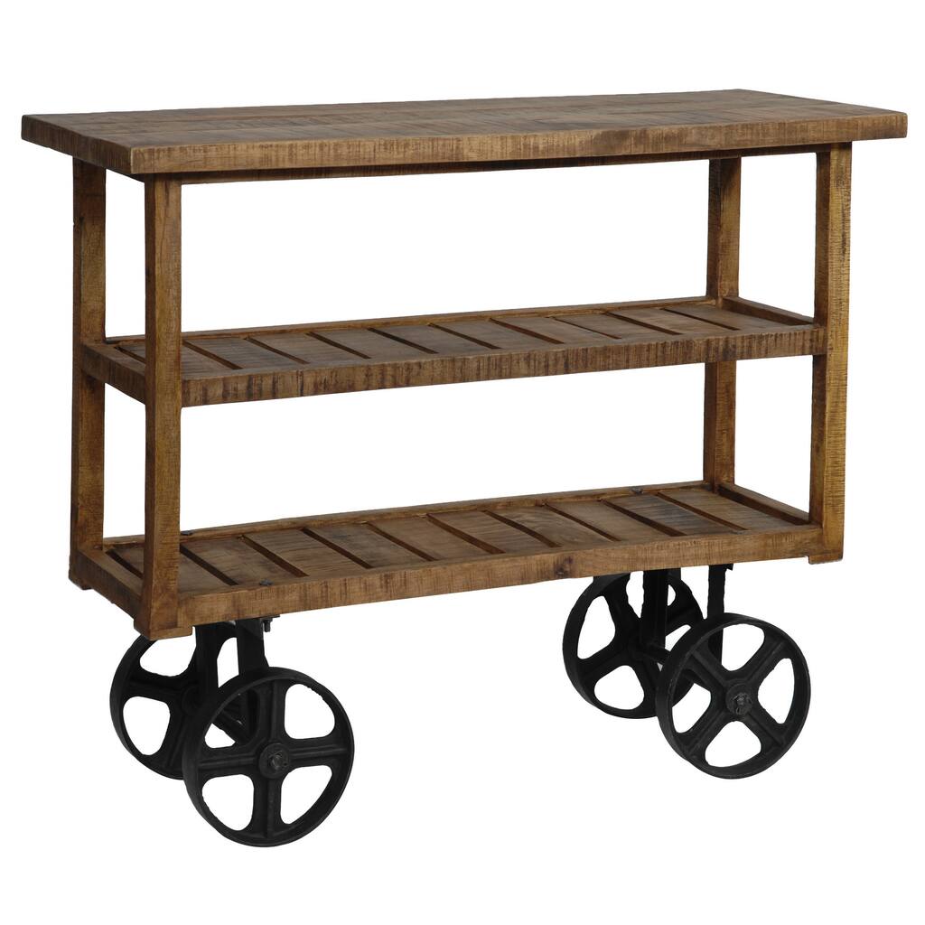 Bengal Manor Mango Wood Industrial Cart - 48x17x39.5"