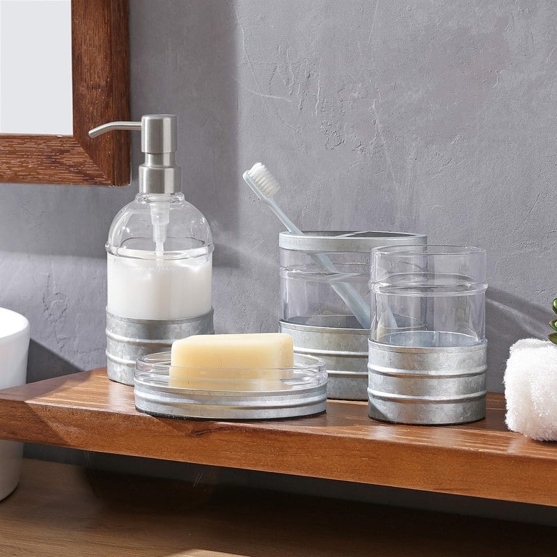 Decent Blue Glass Bathroom Accessories Set Bed Bath & Beyond 39689976