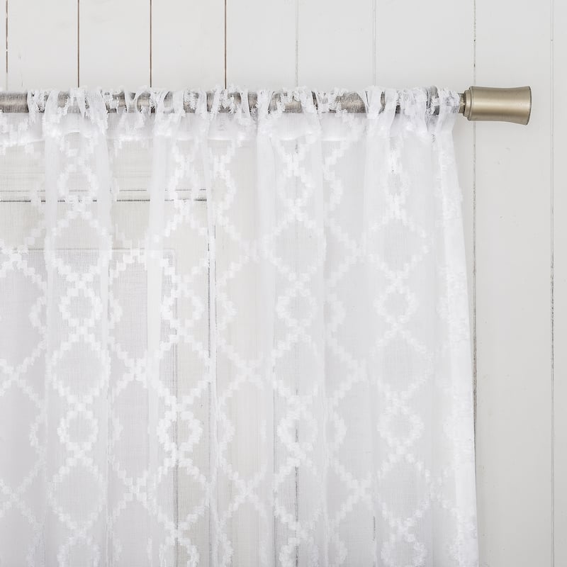 No. 918 Tina Geometric Clipped Semi-Sheer Rod Pocket Curtain Panel, Single Panel