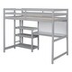 preview thumbnail 7 of 12, Stylish & Simple Twin Size Wooden Loft Bed with Shelves, Desk and Writing Board, Maximized space, Health and Comfort, Grey