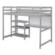 preview thumbnail 20 of 25, Twin Size Wooden Loft Bed with Shelves, Desk and Writing Board, White