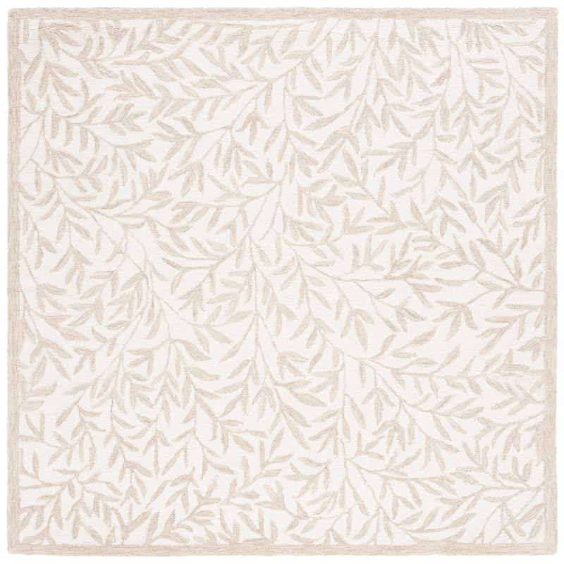 SAFAVIEH Handmade Jardin Mariegret Wool Rug - 3' Square - Ivory/Beige