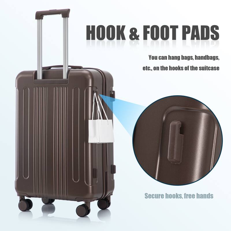20"/24"/28" 3-Piece, Modern Luggage Sets with Retractable Handle and Combination Lock, for Boarding Travel, Brown