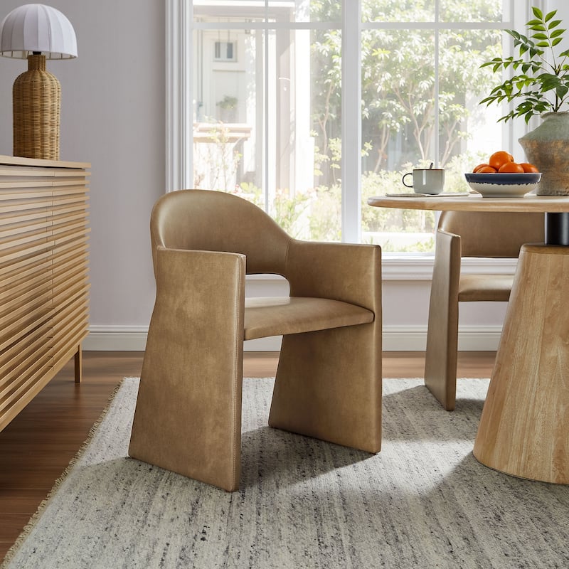 Talia Vegan Leather Dining Armchair - Toast