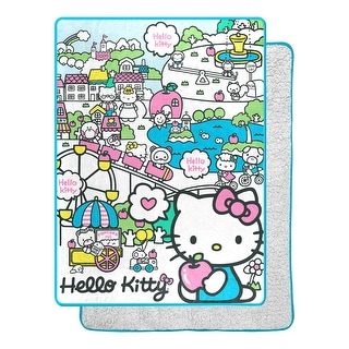 Sanrio Hello Kitty My Cute World Silk Touch Sherpa Throw Blanket