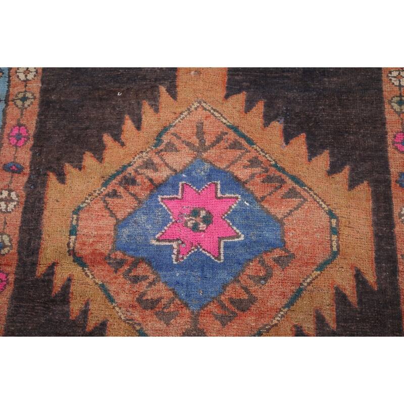Ardebil Persian Vintage Runner Rug Hand-Knotted Wool Carpet - 3'6" x 13'0"