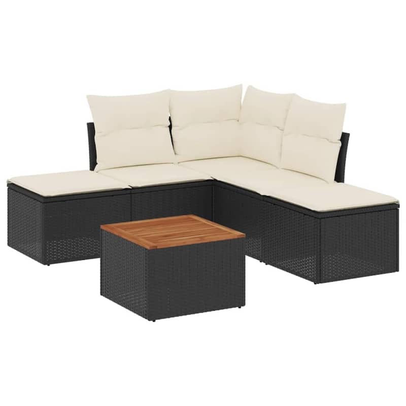 vidaXL Garden Sofa Set Black, Cream White - 24.4 x 24.4 x 27.2