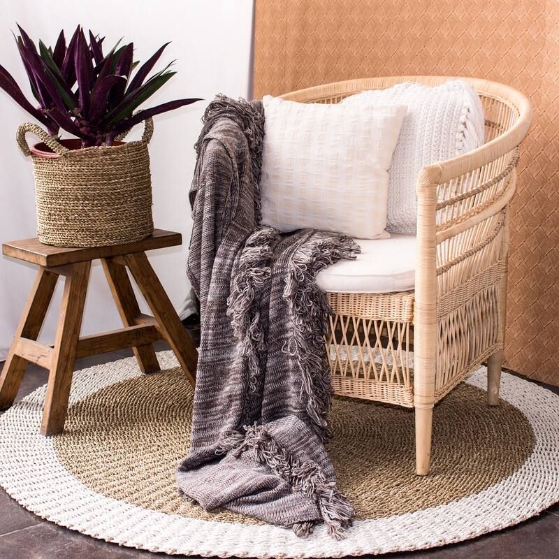 Symka Curved Back Woven Rattan Armchair with Padded Seat