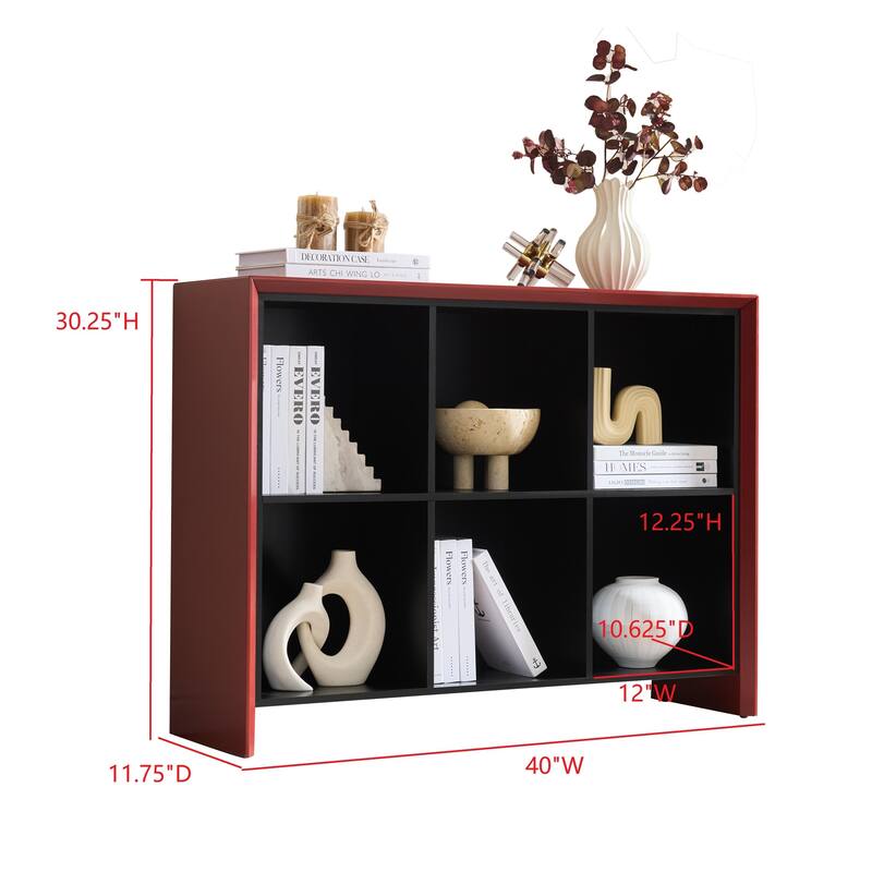 Ethan Contemporary Wood 6-Shelf Bookcase with Open Cubby Storage