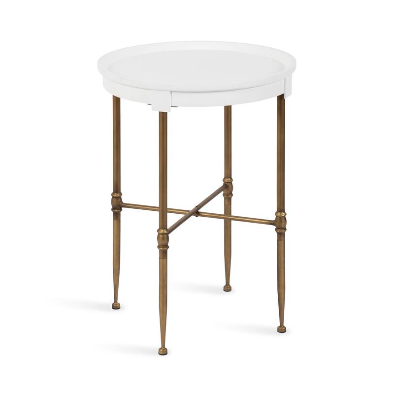 Kate and Laurel Valdi Round Side Table - 18x18x26 - White and Gold