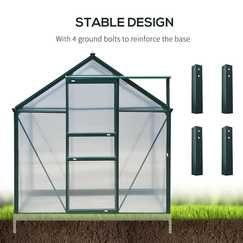 Outsunny Polycarbonate Walk-in Garden Greenhouse - Clear