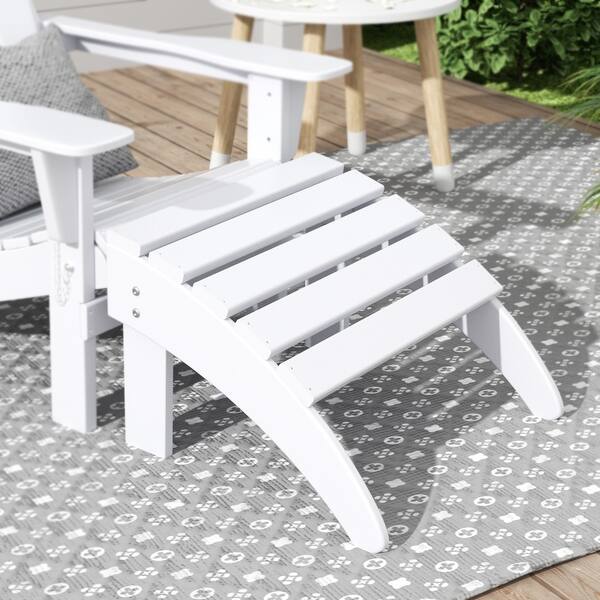 Polytrends Laguna Hdpe All Weather Outdoor Patio Foldable Ottoman - White