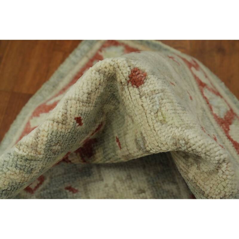 Earth Tone Wool Oushak Vegetable Dye Foyer Rug, Medallion Geometric Carpet - 2' 11'' X 2' 1''