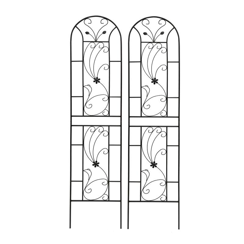 4 Pack Metal Garden Trellis 86.7" x 19.7" Rustproof Trellis for Climbing Plants Outdoor Flower Support Peacock Style