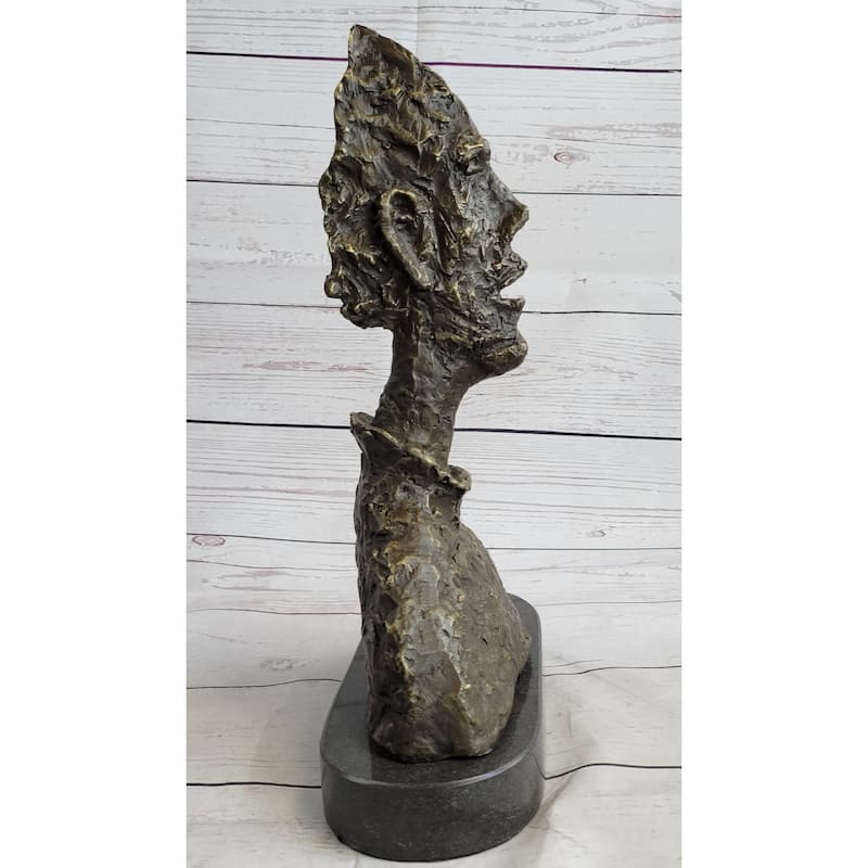 Alberto Giacometti Tall Thin Head Bronze Statue Sculpture Figure 14 Inches X 9 Inches