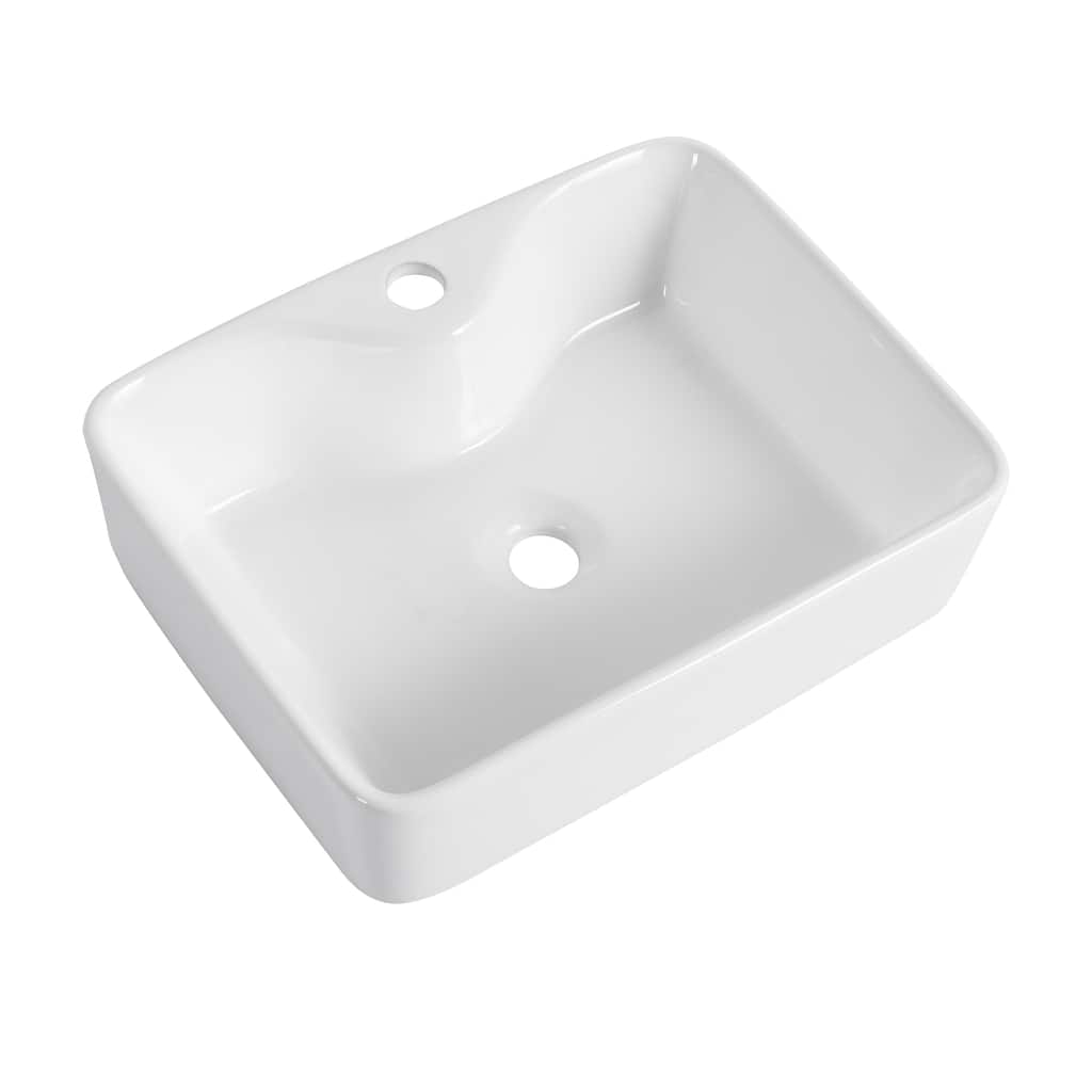 Ceramic Rectangular Above Counter White Bathroom Sink Art Basin