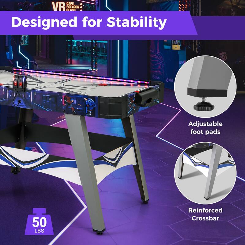 Gymax 54'' Air Hockey Game Table w/2 Pushers Pucks Adjustable Foot