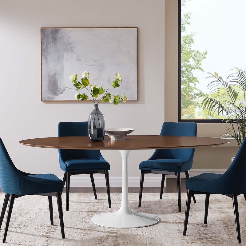 78" Oval Wood Dining Table - Walnut