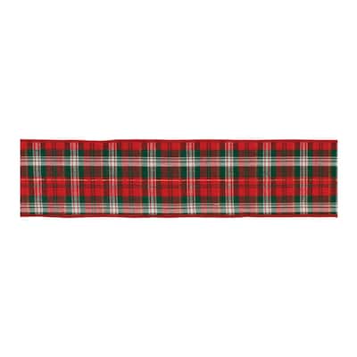 Red and White Plaid Wired Ribbon 180 Inch for Christmas Decor Gift Wrap Wreaths and Crafts - 180”L x 4”W x 0.25”H