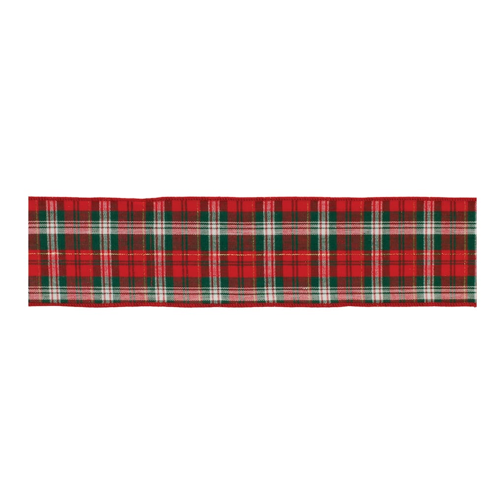 Red and White Plaid Wired Ribbon 180 Inch for Christmas Decor Gift Wrap Wreaths and Crafts - 180”L x 4”W x 0.25”H
