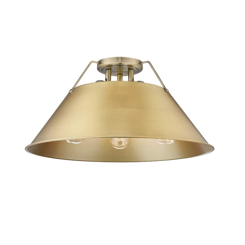 Orwell 3-Light Flush Mount in Aged Brass with Brushed Champagne Bronze - Gold