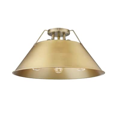 Orwell 3-Light Flush Mount in Aged Brass with Brushed Champagne Bronze - Gold