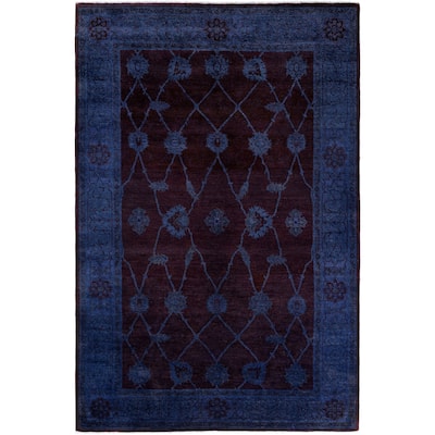 Overdyed One-of-a-Kind Hand-Knotted Area Rug - Purple - 6' 1" x 9' 2"