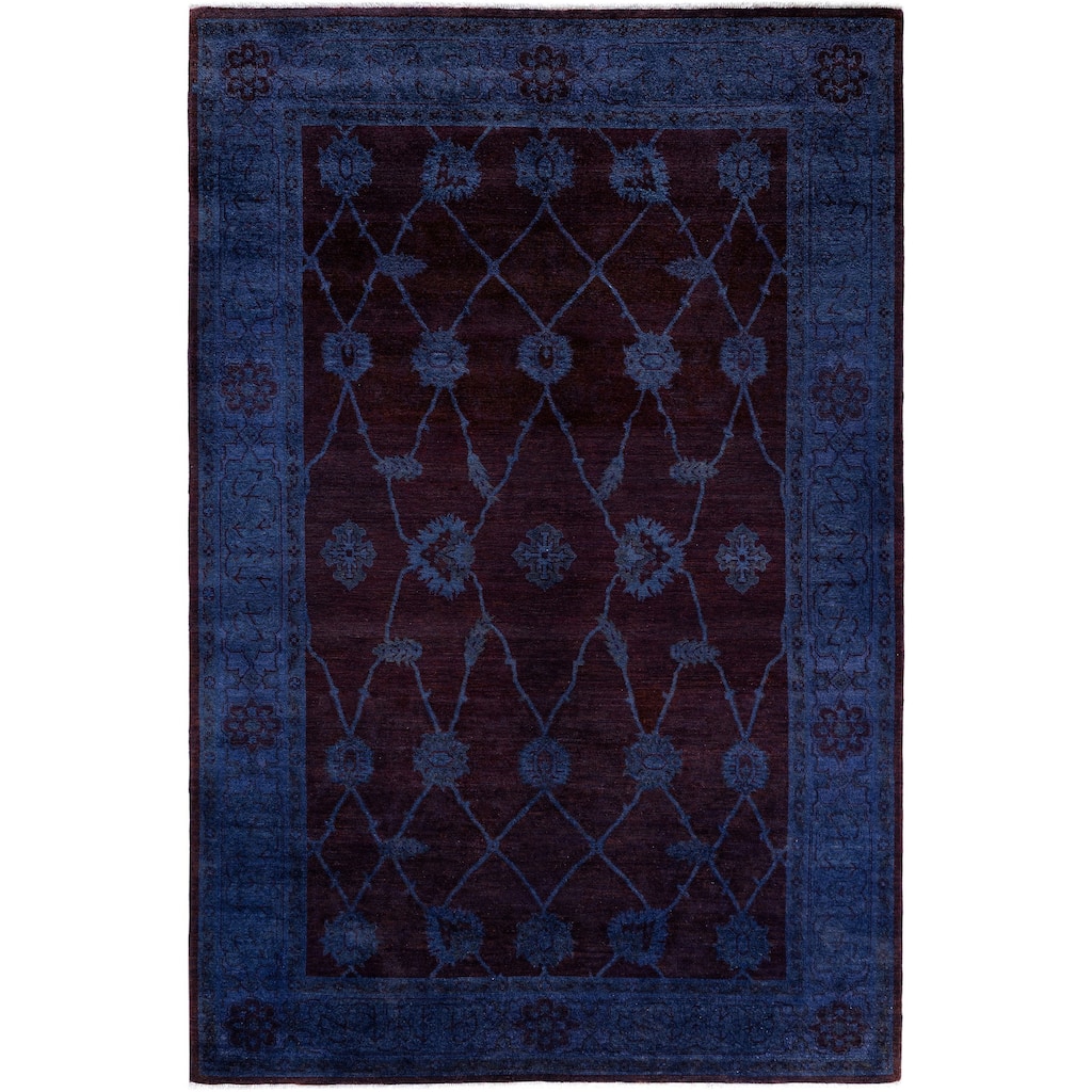Overdyed One-of-a-Kind Hand-Knotted Area Rug - Purple - 6' 1" x 9' 2"