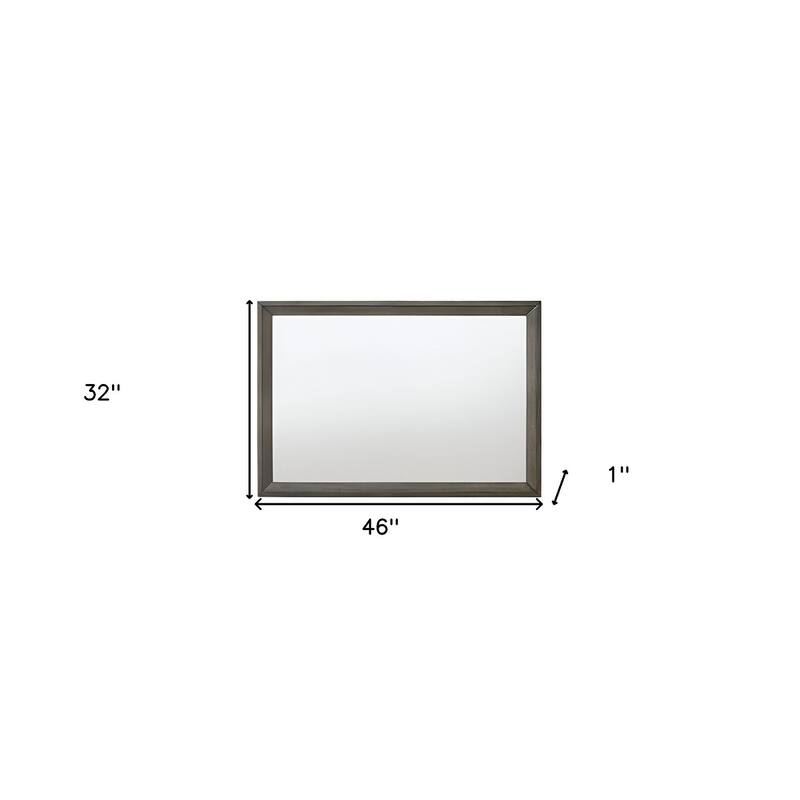 HomeRoots 32" Gray Wood Framed Mounted Dresser Mirror - 46' X '32' X '1