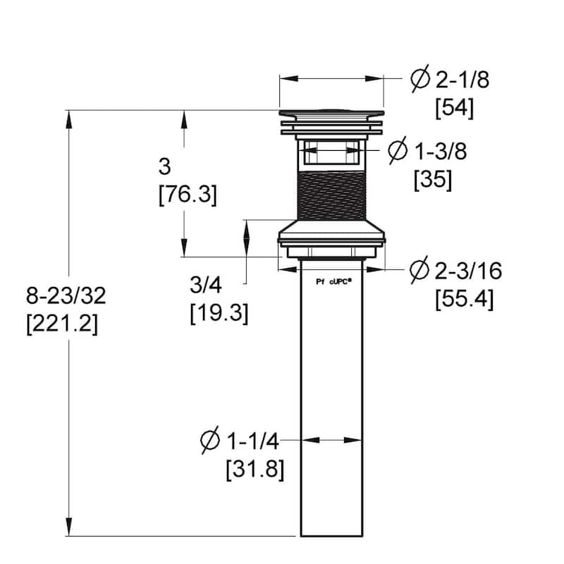 Pfister Genuine Replacement Part Push and Seal All Metal Drain - Polished Nickel