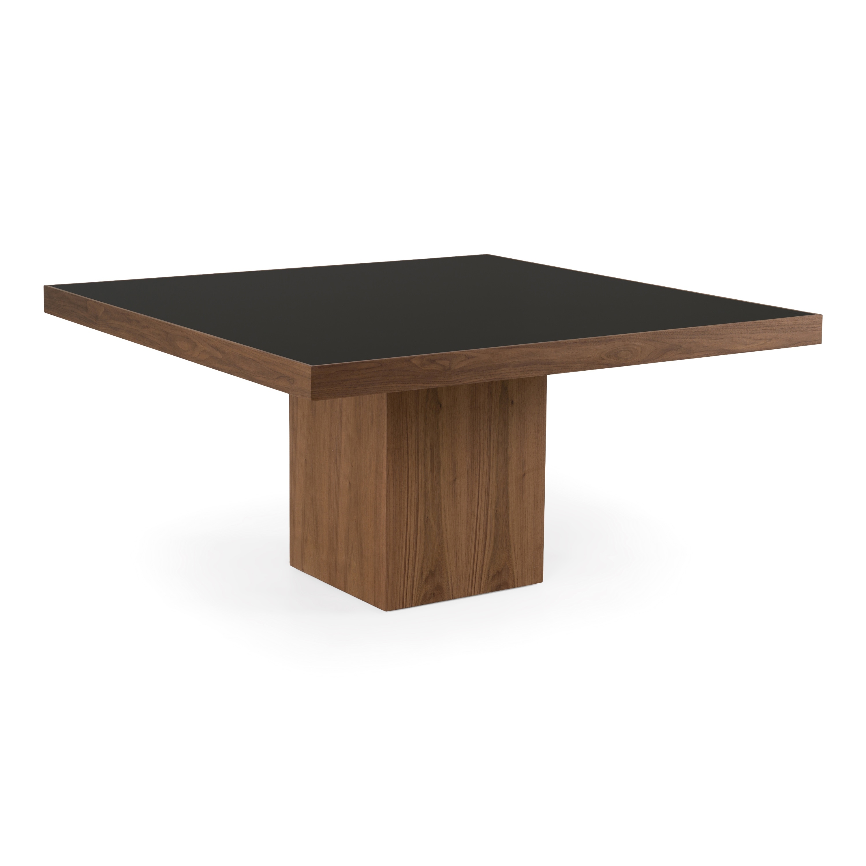 Osuna - Modern Black Glass & Walnut Square Dining Table