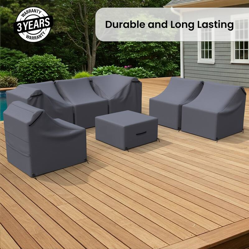 Bhairavi Outdoor Conversation Patio Furniture Cover 7-Piece - 33 x 30 x 29