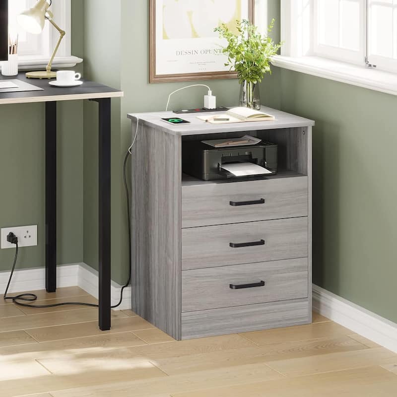 Bedroom Nightstand 3 Drawers with USB Port End Table Side Table