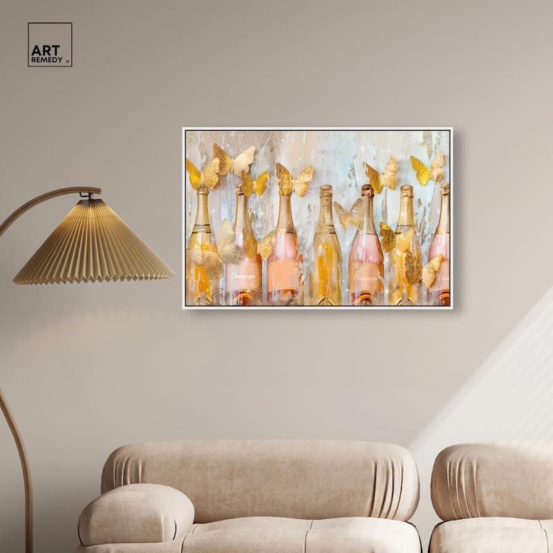 Golden Bright Campagne Line Canvas by Art Remedy