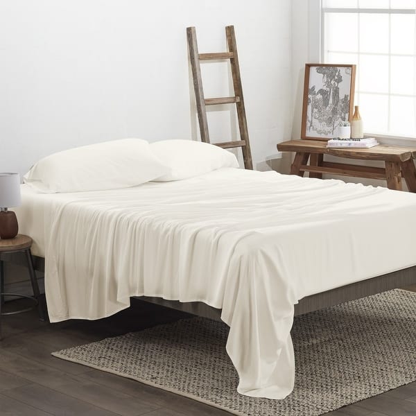 Simply Soft Premium Rayon from Bamboo 4-piece Luxury Bed Sheet Set - Queen - Ivory
